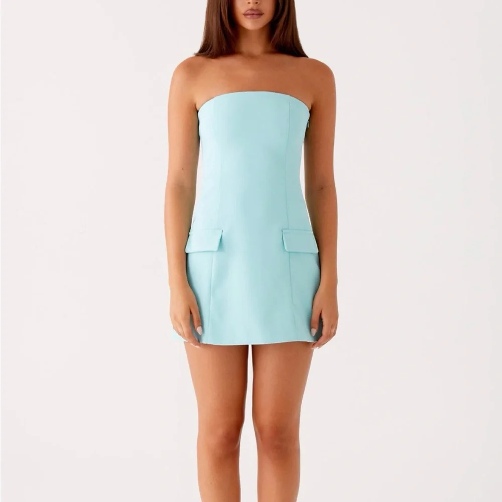 New Peppermayo Allora Strapless Mini Dress - Turquoise - Picture 2 of 6